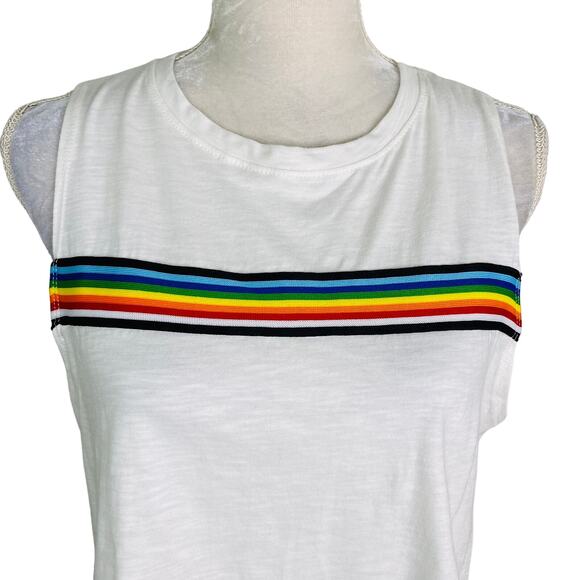 Tres Bien Sleeveless Cropped Tee Rainbow Large New - Picture 2 of 9